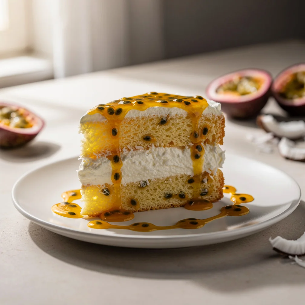 Bolo de Maracujá com Creme de Coco