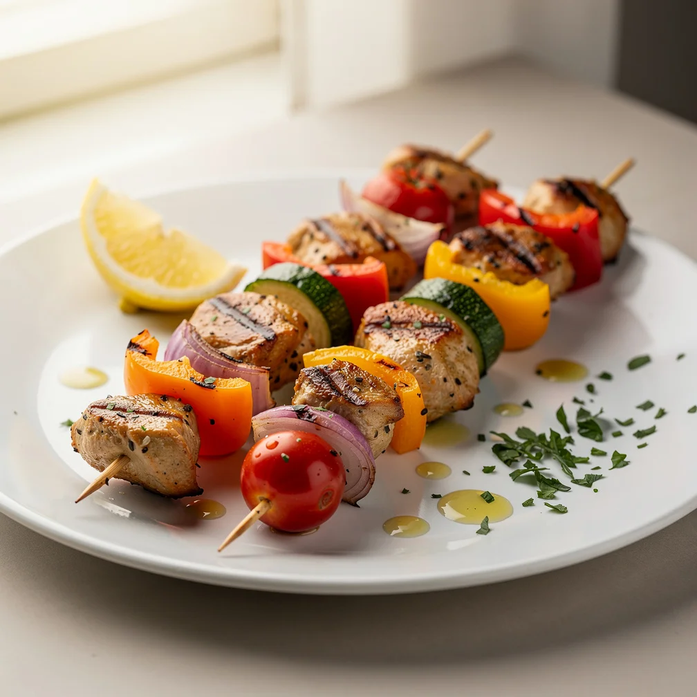 Espetinho de Frango com Legumes