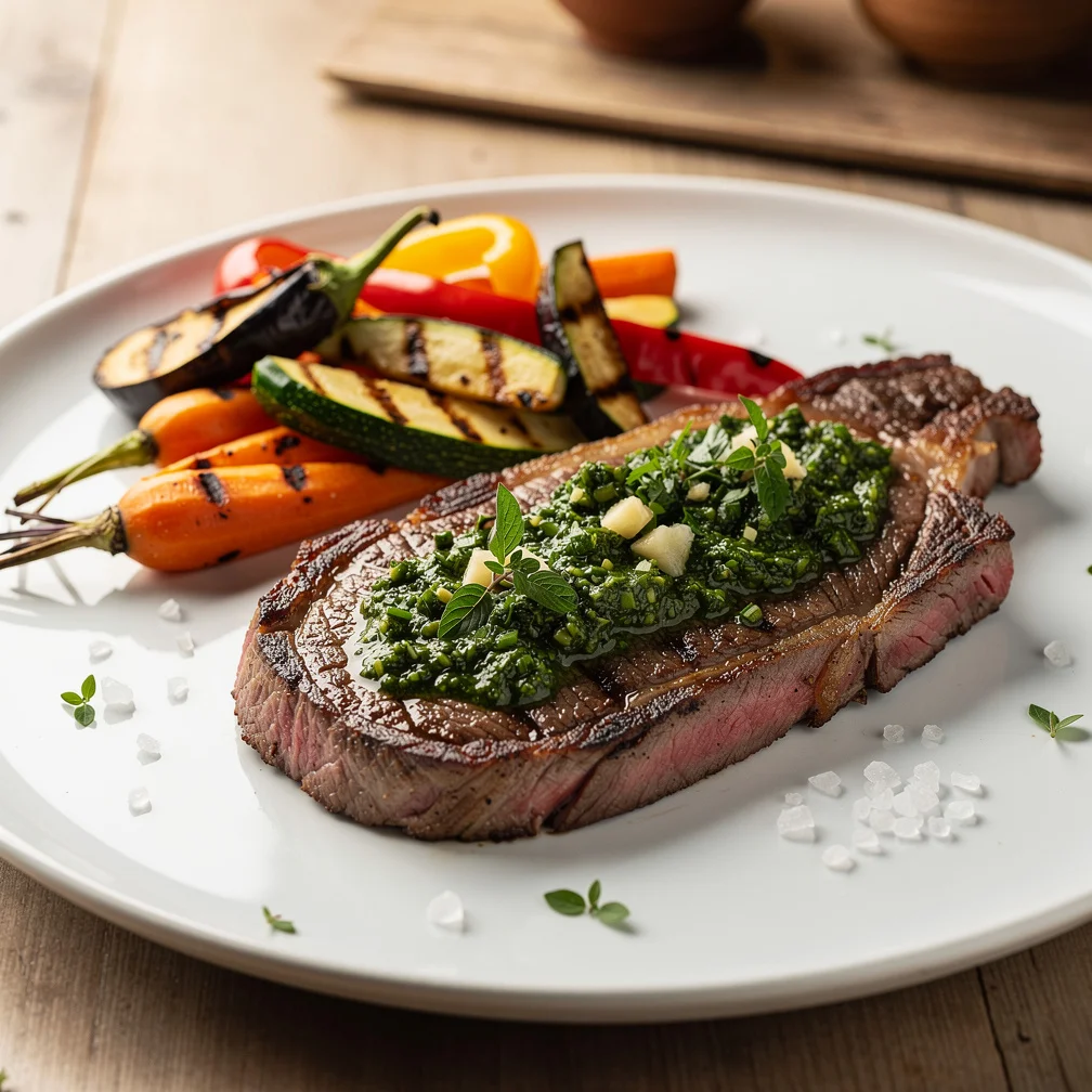 Bife Ancho ao Chimichurri com Legumes Grelhados
