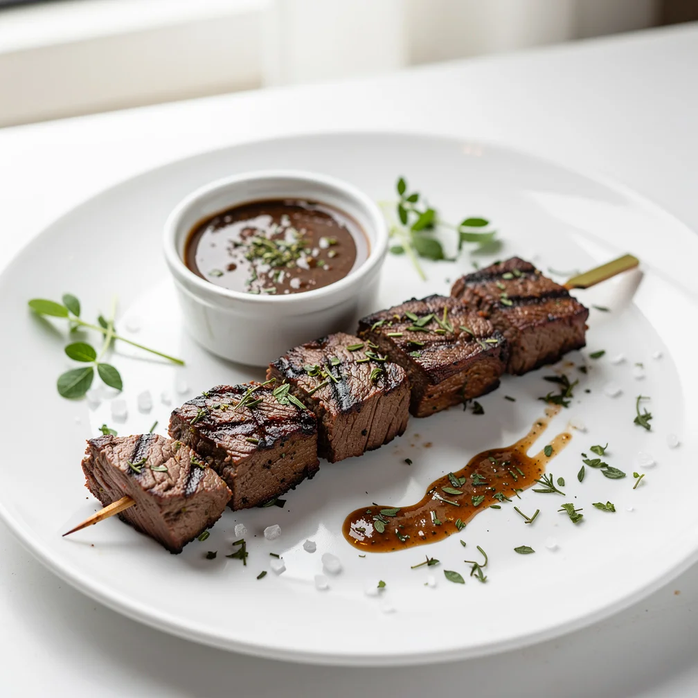Espetinho de Alcatra com Molho de Ervas Finas