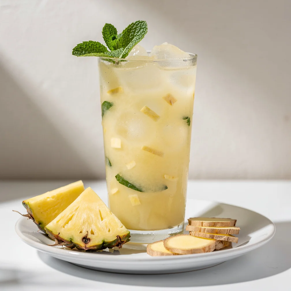 Refresco de Abacaxi com Gengibre e Hortelã