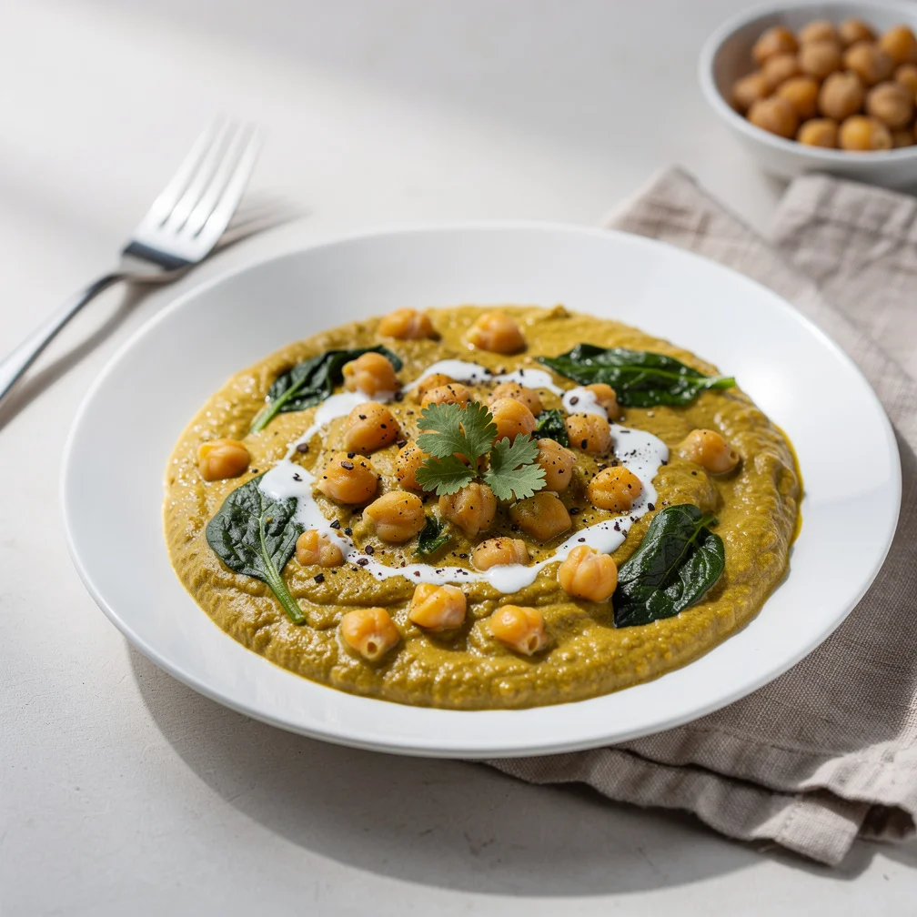Curry Cremoso de Grão-de-Bico com Espinafre
