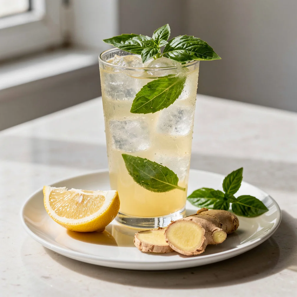 Limonada de Manjericão com Gengibre