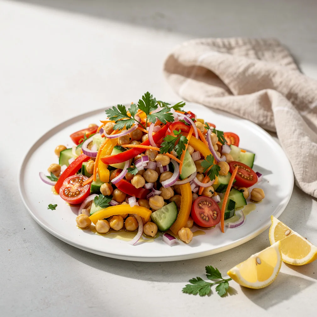 Salada Colorida de Grão-de-Bico com Legumes Frescos
