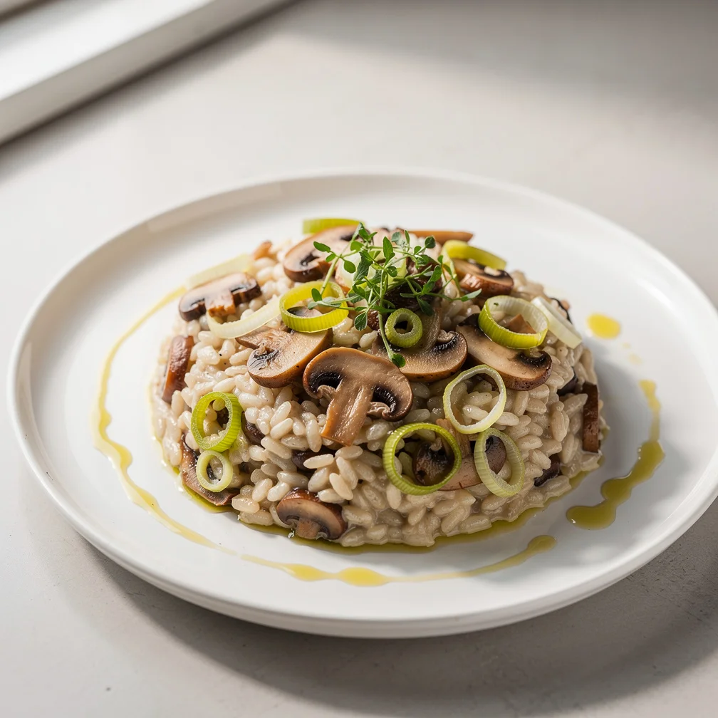 Risoto Cremoso de Cogumelos com Alho-Poró Sem Lactose