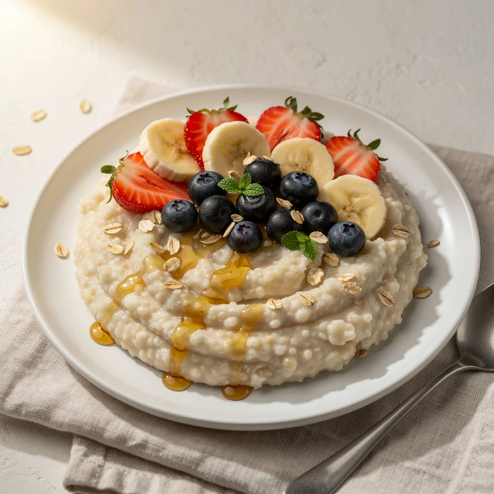 Mingau Cremoso de Aveia com Frutas e Mel