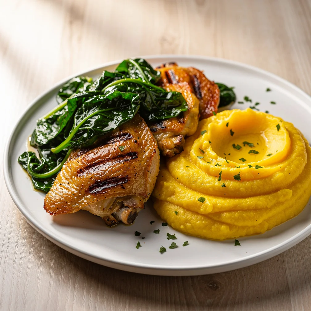 Frango com Ora-pro-nóbis e Angu Cremoso Mineiro