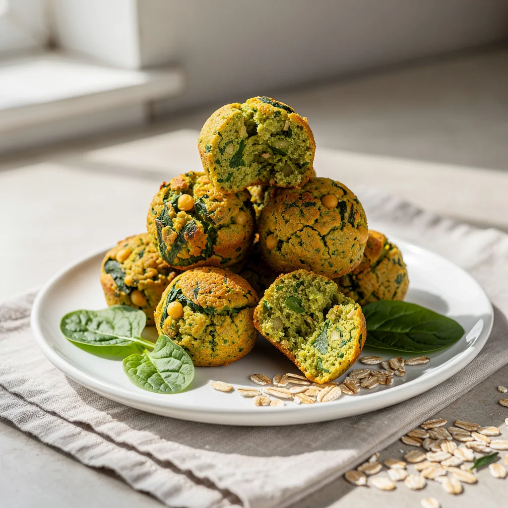 Bolinho de Grão-de-Bico com Espinafre e Aveia