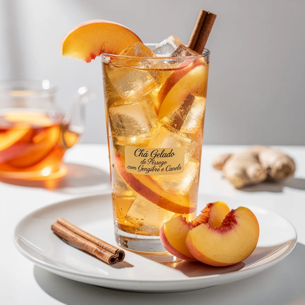 Chá Gelado de Pêssego com Gengibre e Canela
