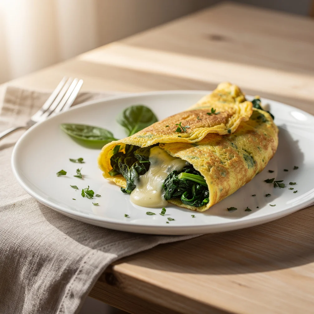 Omelete de Espinafre com Queijo