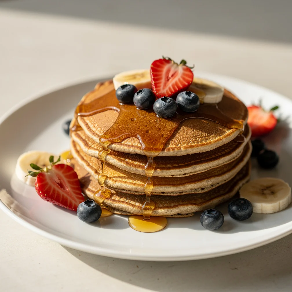 Panquecas de Aveia com Mel e Frutas