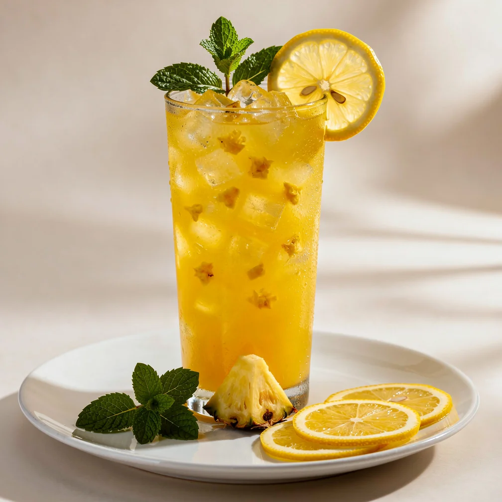 Suco Tropical de Abacaxi com Hortelã e Limão Siciliano
