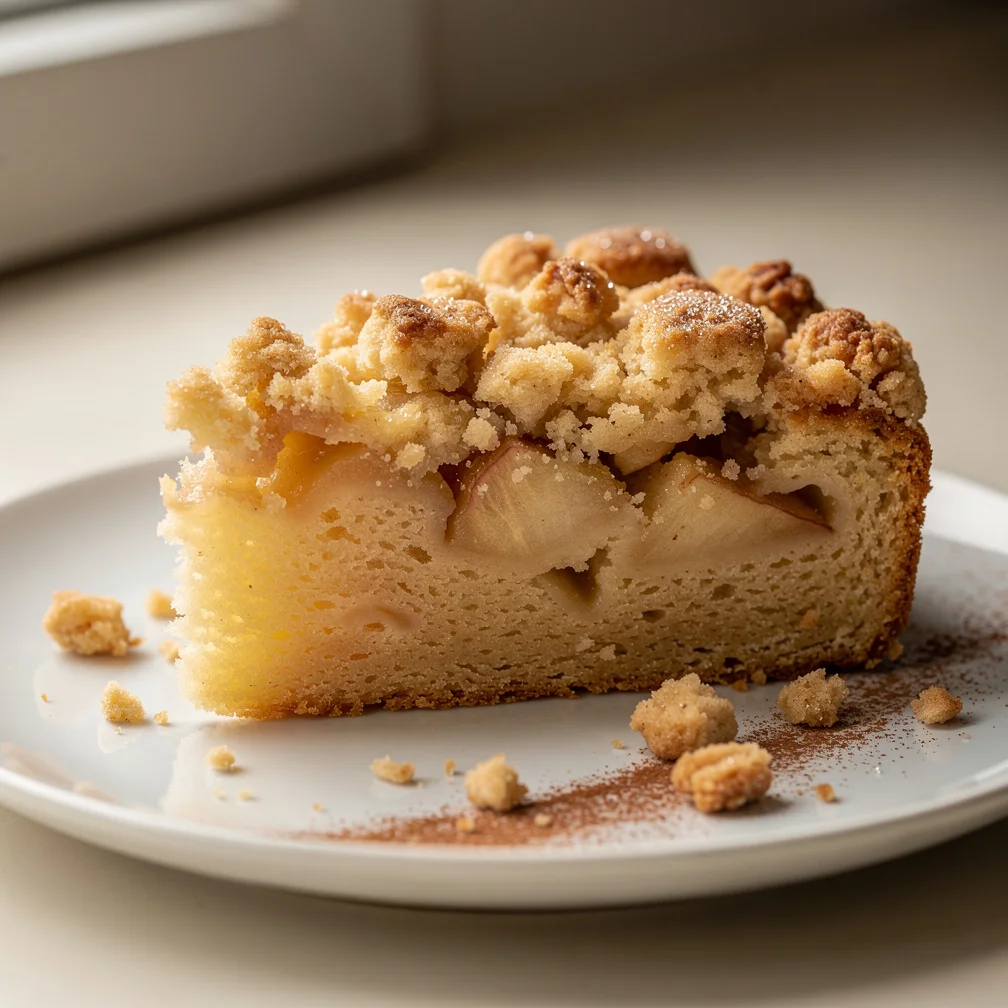 Bolo de Maçã com Canela e Streusel Crocante