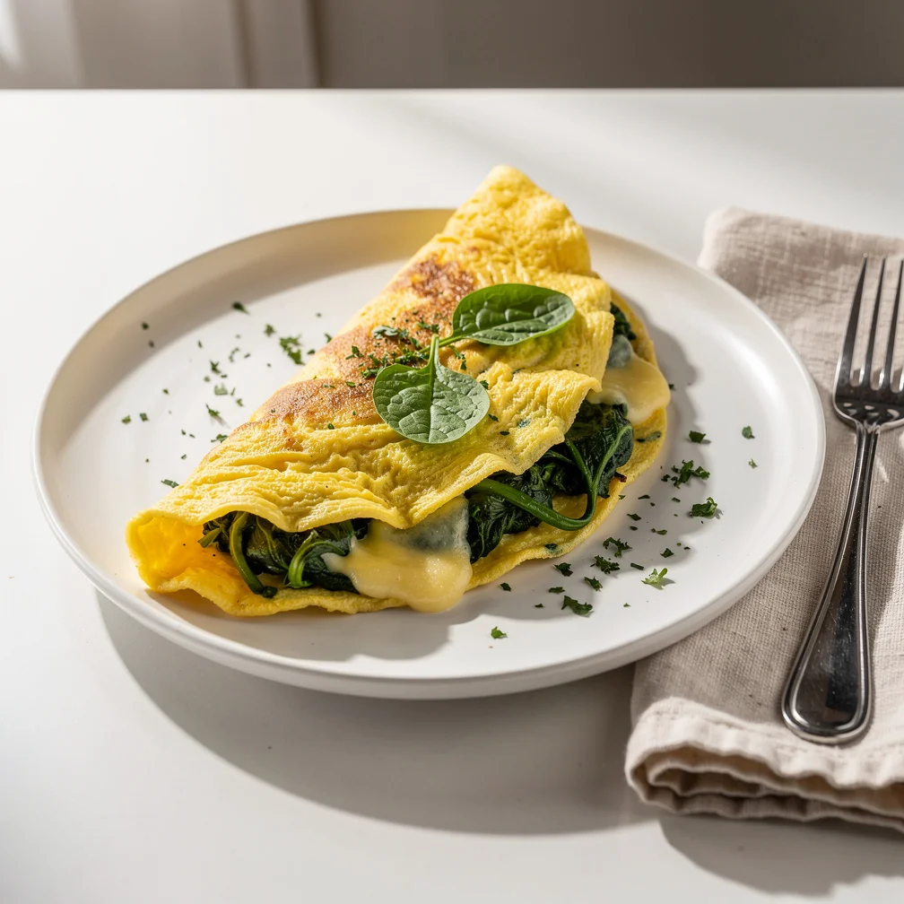 Omelete de Espinafre e Queijo