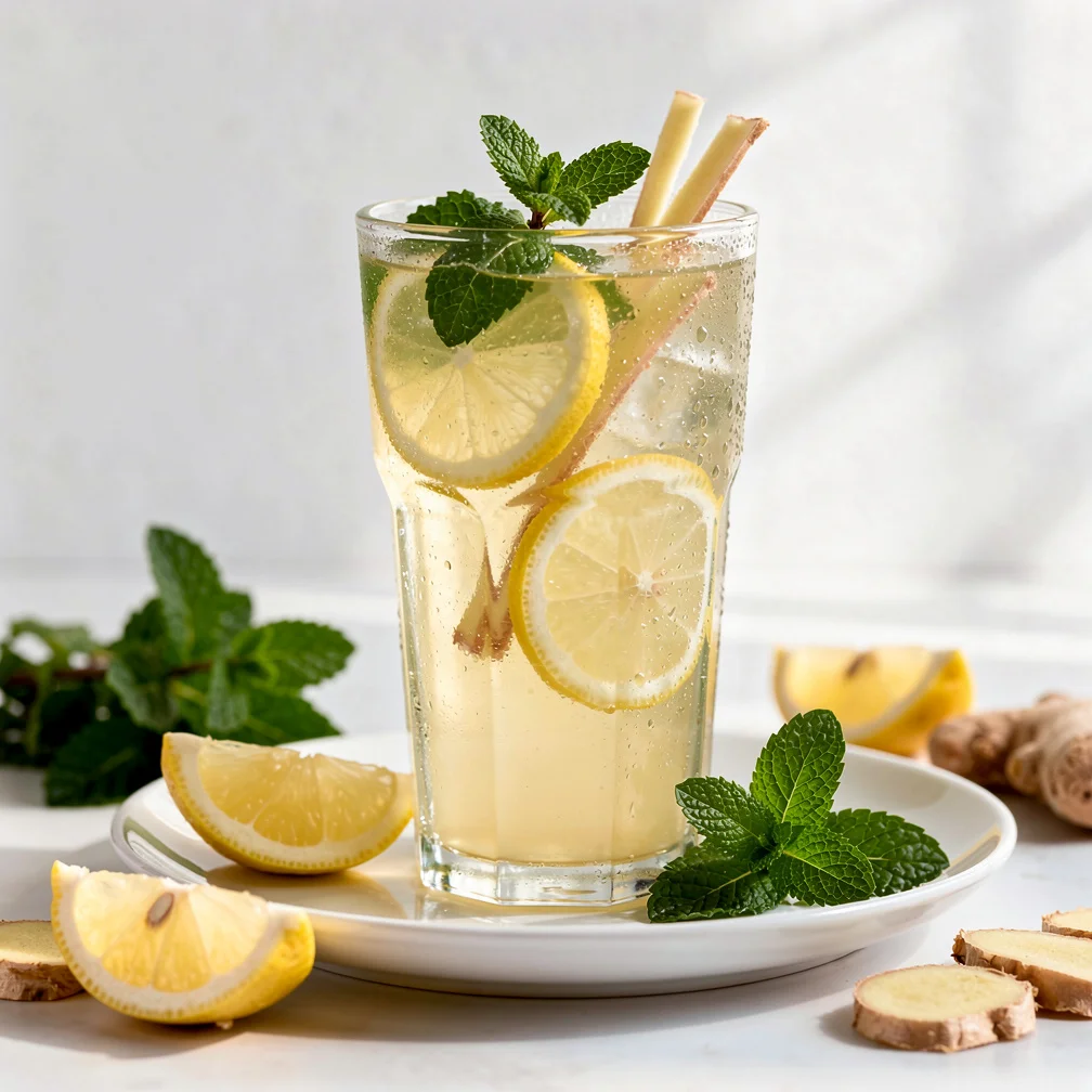 Refresco de Limão com Hortelã e Gengibre