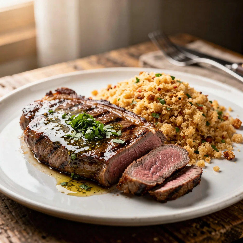 Alcatra na Manteiga de Ervas com Farofa Crocante