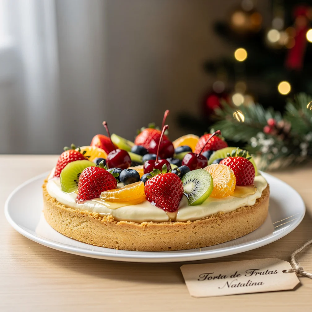 Torta de Frutas Natalina com Creme de Baunilha
