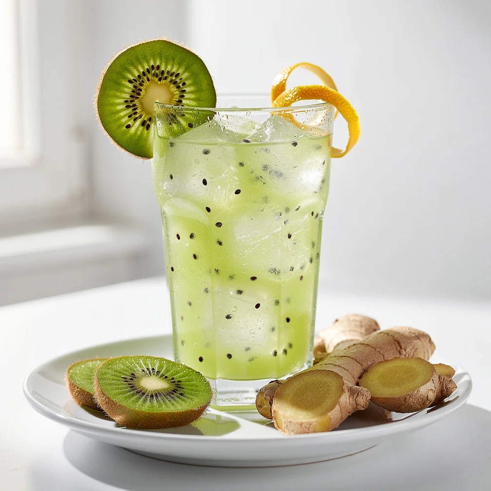 Suco Refrescante de Kiwi com Gengibre e Limão