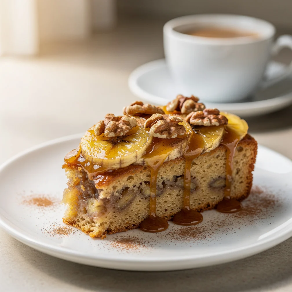 Bolo de Banana Caramelizada com Nozes e Canela