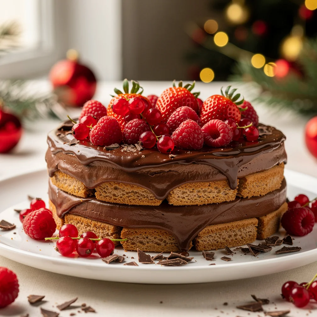 Pavê de Chocolate e Frutas Vermelhas para o Natal
