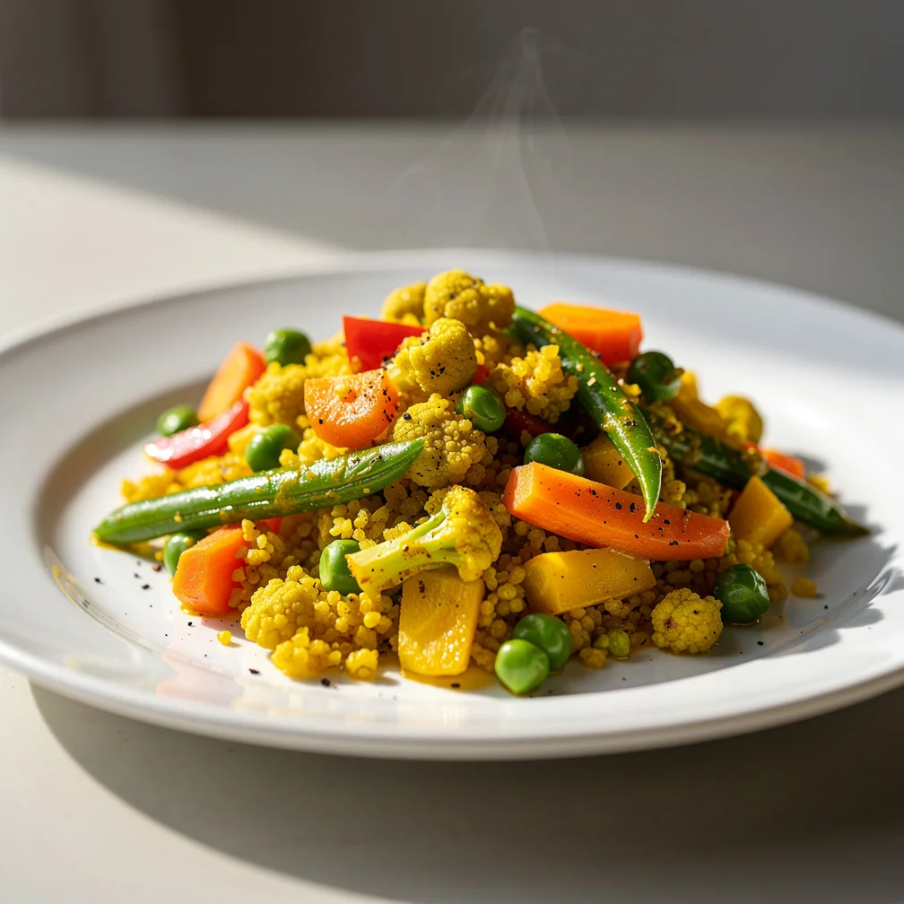 Arroz de Couve-Flor com Legumes ao Curry