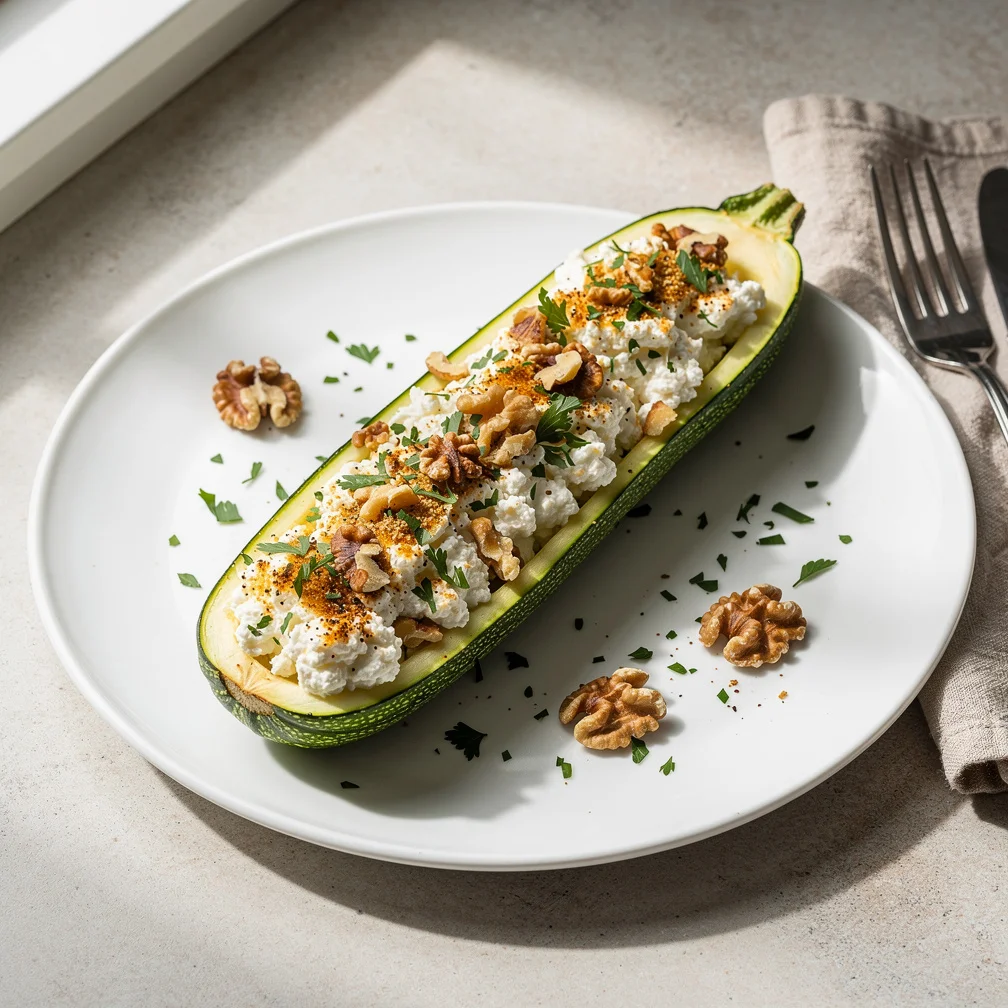 Abobrinha Recheada com Ricota e Nozes Low Carb