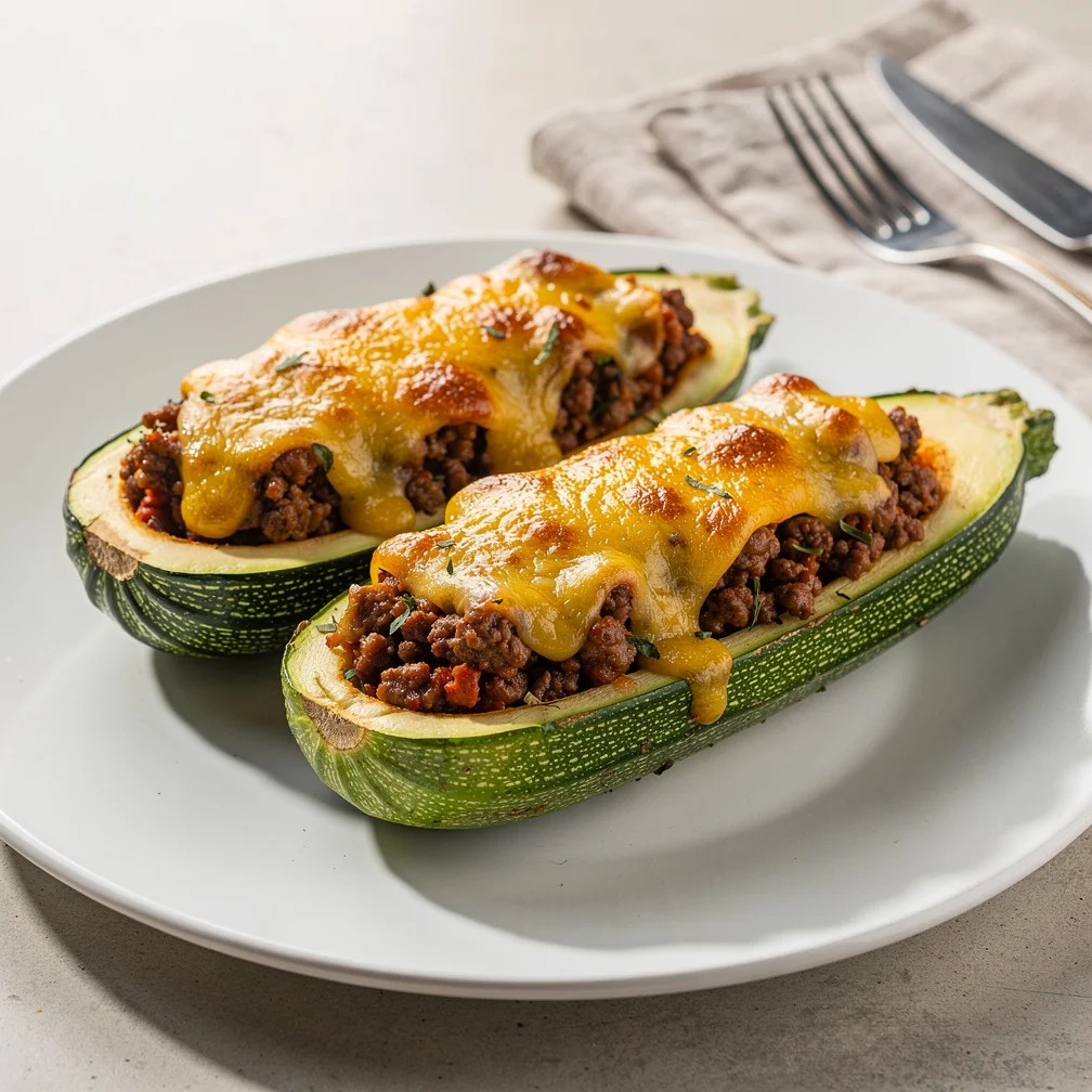 Abobrinha Recheada com Carne Moída e Queijo