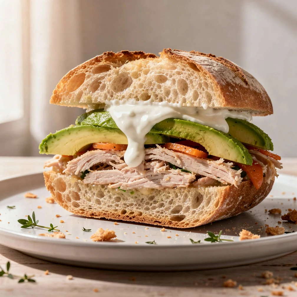 Sanduíche de Frango com Abacate e Molho de Iogurte