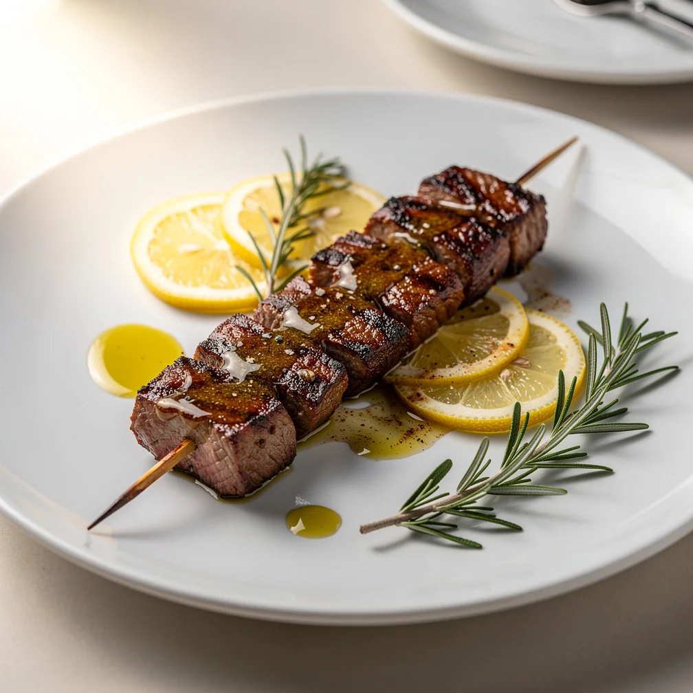 Espetinho de Contra-filé com Molho de Limão e Alecrim