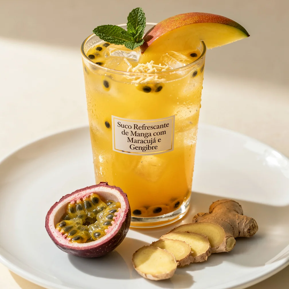 Suco Refrescante de Manga com Maracujá e Gengibre