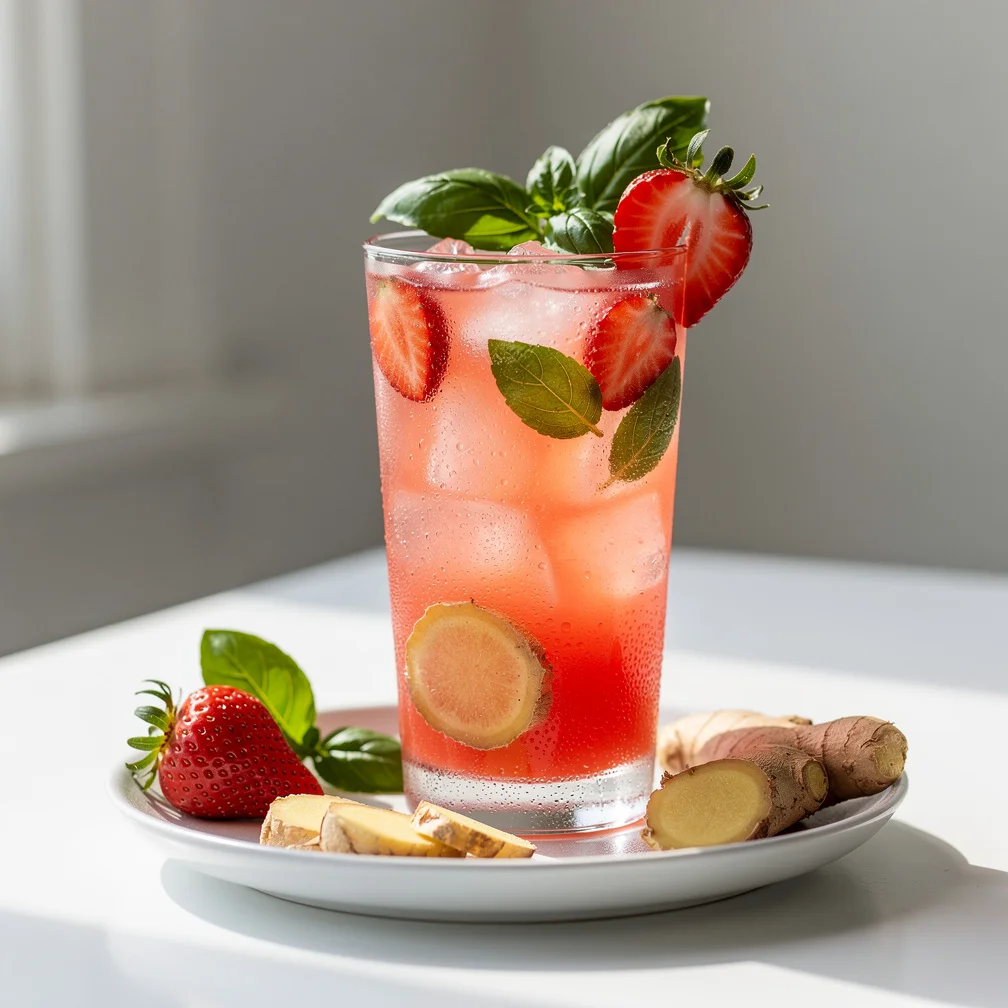 Limonada de Morango com Manjericão e Gengibre