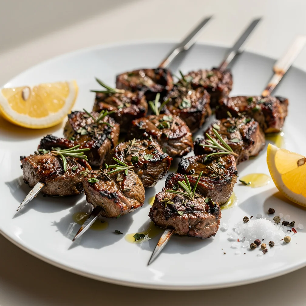 Espetinho de Cordeiro com Ervas e Limão na Brasa
